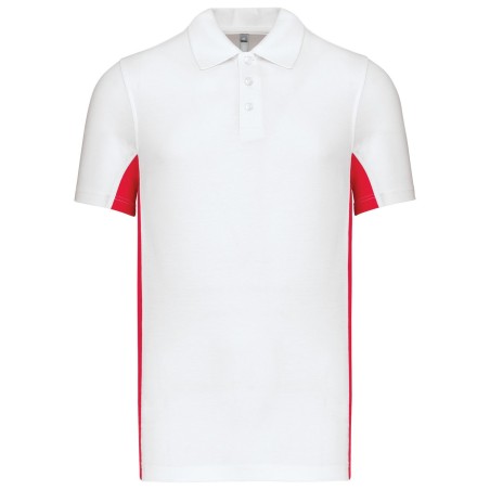 Flag > polo bicolore manches courtes | K232 | Couleurs:White / Red  | KARIBAN | flocage broderie impression transfert  sérigraph