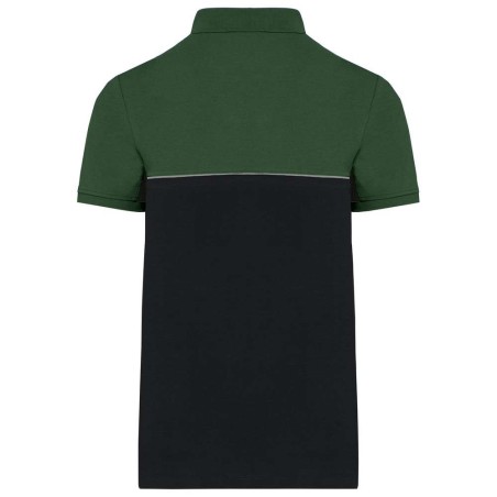 Polo bicolore écoresponsable manches courtes unisexe | WK210 | Couleurs:Black / Forest Green  | WK. DESIGNED TO WORK | flocage b