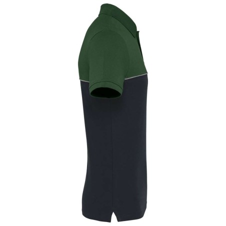 Polo bicolore écoresponsable manches courtes unisexe | WK210 | Couleurs:Black / Forest Green  | WK. DESIGNED TO WORK | flocage b