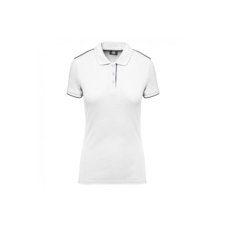 Polo DayToDay contrasté manches courtes femme | WK271 | Couleurs:White / Navy  | WK. DESIGNED TO WORK | flocage broderie impress