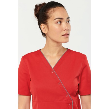 Blouse polycoton avec boutons-pression femme