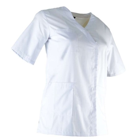 Blouse femme manches courtes | LMA107 | Couleurs:Blanc  | LMA | flocage broderie impression transfert  sérigraphie vêtement pers