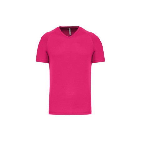 T-shirt de sport manches courtes col v homme | PA476 | Couleurs:Fuchsia  | PROACT® | flocage broderie impression transfert  séri